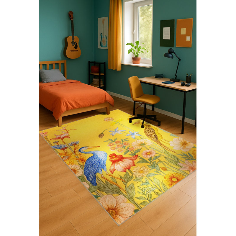 Tapis orange tissé lavable Mosso, 2'6" x 4'11"