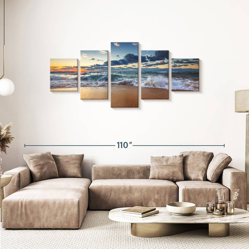 Ensemble 5 pièces Sea Cloudscape sur toile, H 80 po x l 36 po x P 1,25 po