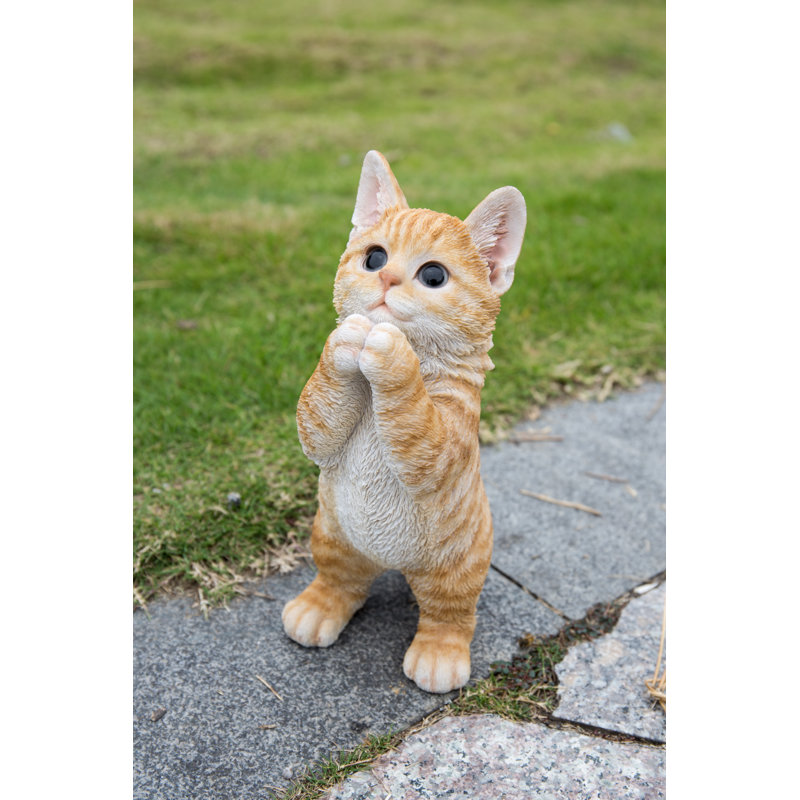 Playing Tabby Kitten Statue