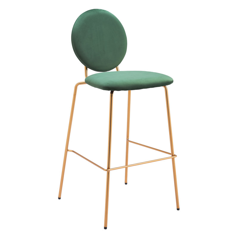 Ensemble de 2 tabourets de bar Mugilan - vert et or, Tabouret de comptoir (siège d'une hauteur de 26 p