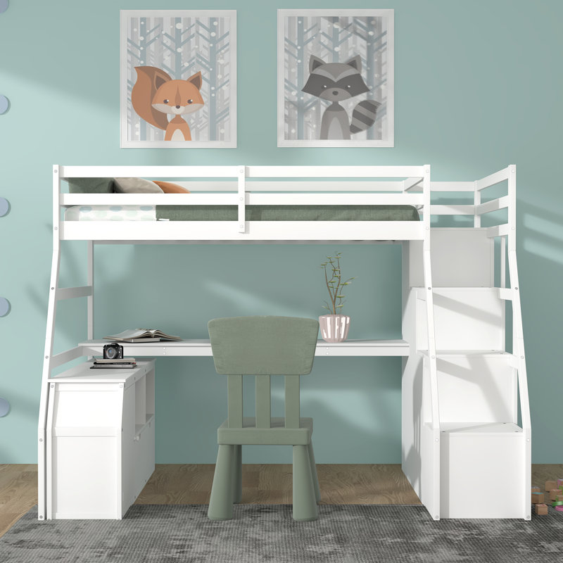 Lit mezzanine simple avec tiroirs Graettter, Blanc