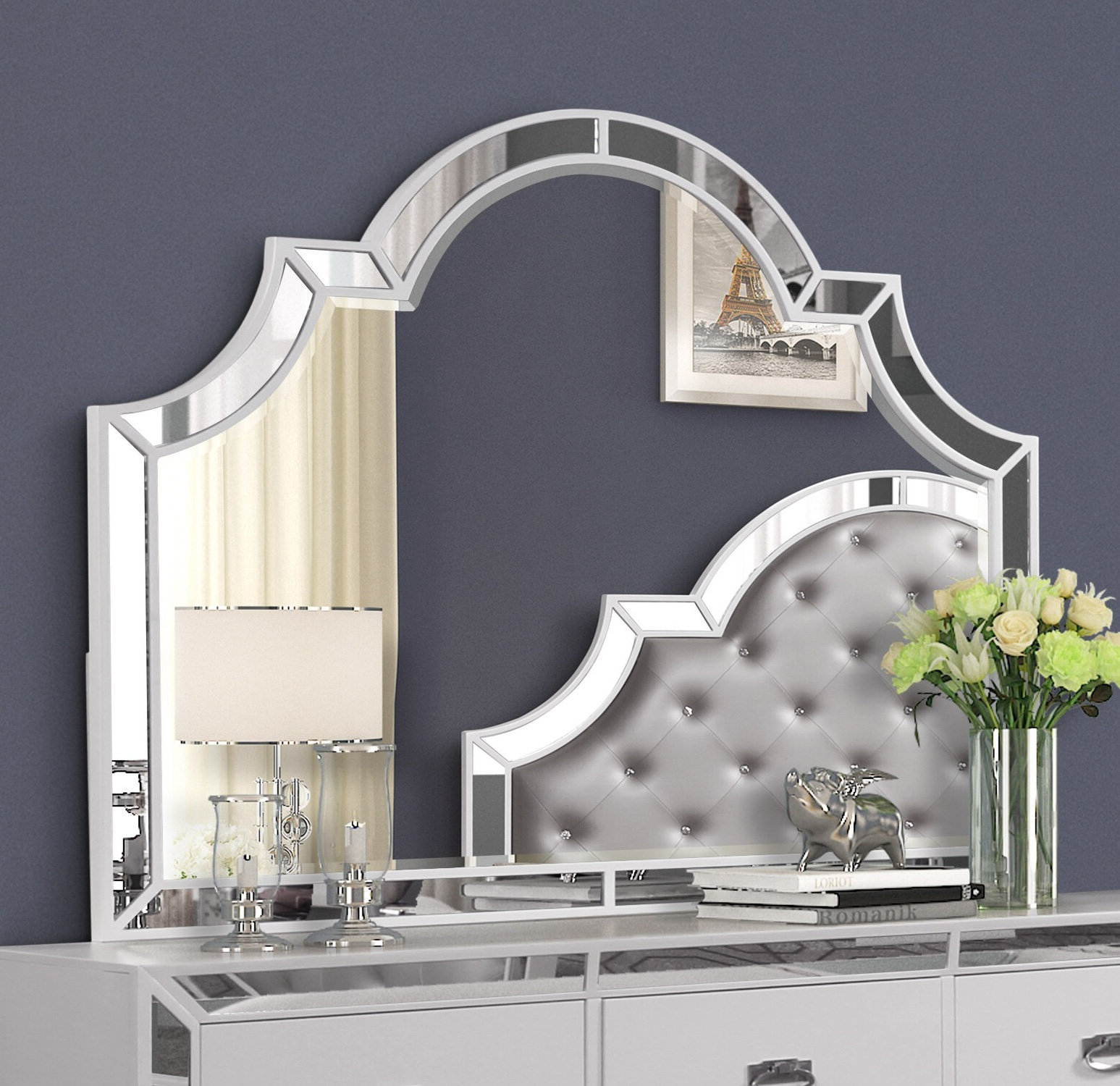 Mercer41 Mehta Colletion Bedroom Dresser Top Mirror in White Wayfair