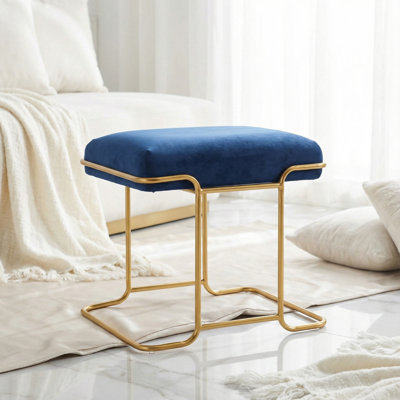 Repose-pieds en velours bleu Daija