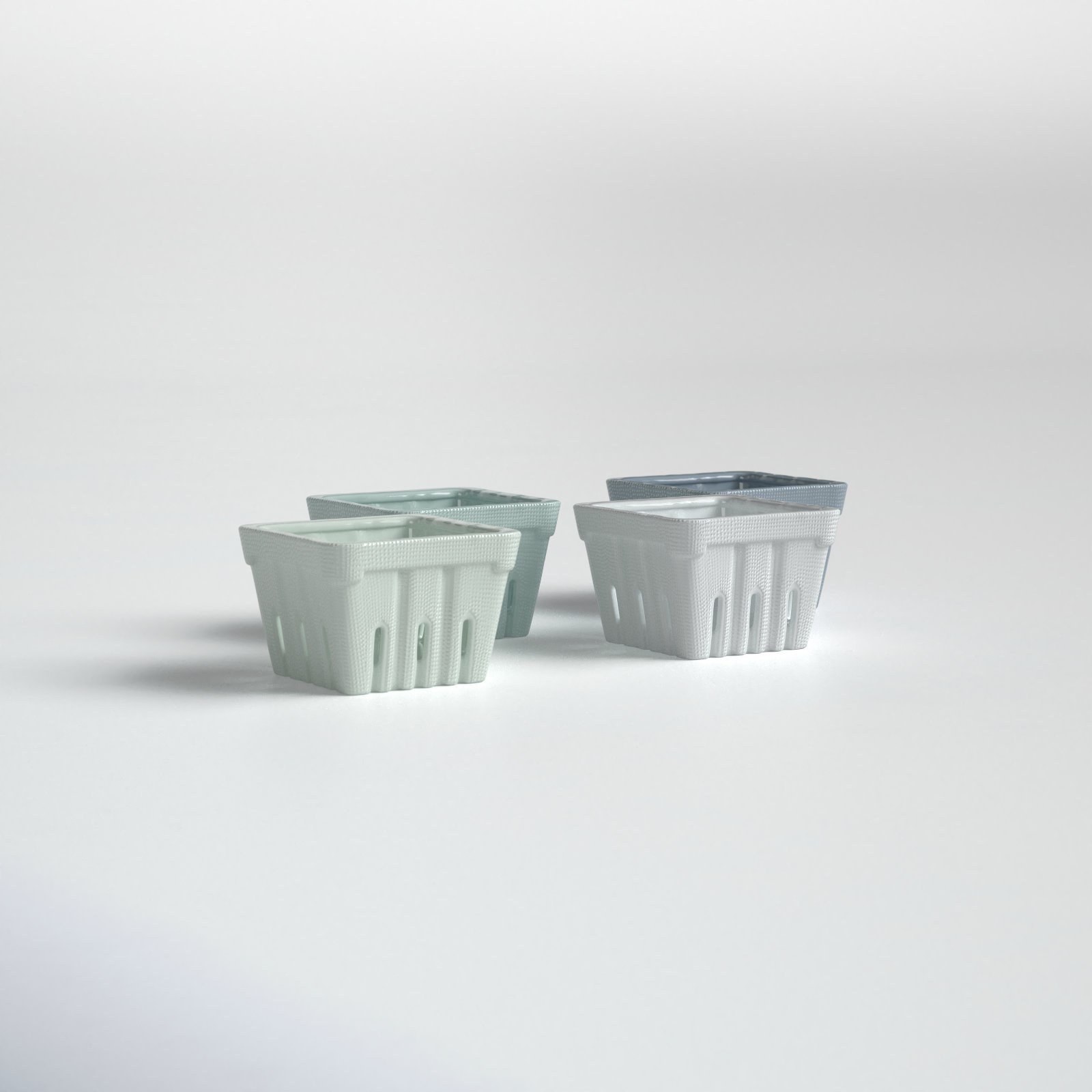 Ceramic Food Storage Container, White/ Gray/ Green/ Pale Green