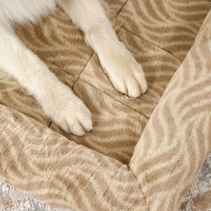 Extra Large Tan Polyester Bolster Pet Bed for Giant Breeds