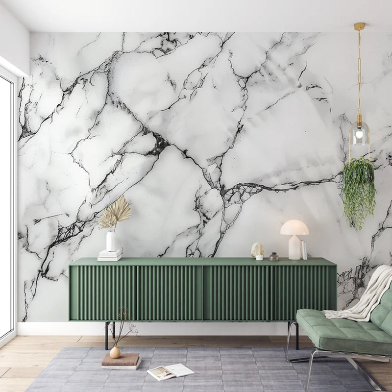 Classic Veined Marble Wall Mural, 236" L x 117.96" W