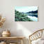 «Snowy Mountain Range Over Blue Lake And Cabin», art mural-1700920006