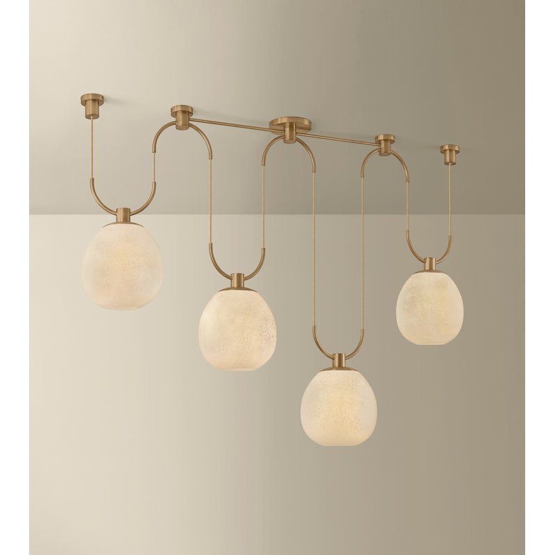 Jove 10.25" 4-Light Cloud Glass Linear Chandelier