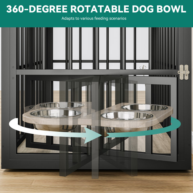 Cage pour chien empilable Graue, Gris, Moyen (H 33 po x l 43,30 po x P 29,90 po)
