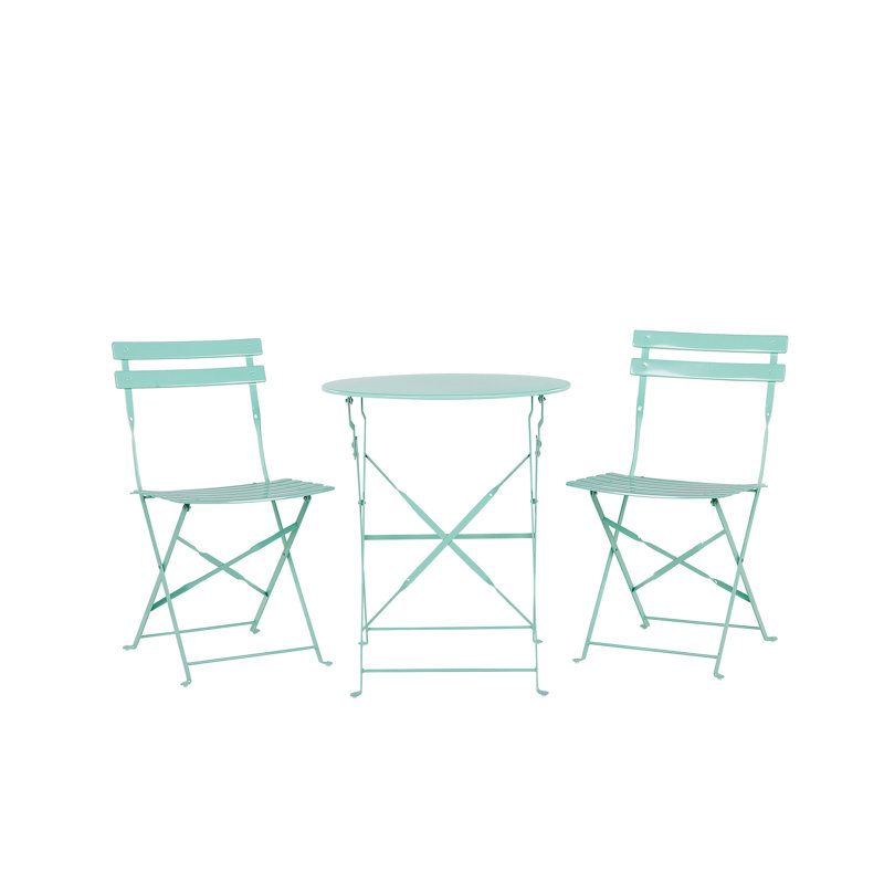 Bela 2 - Person Patio Dining Set with Round Table , Cushions Included, Mint Green