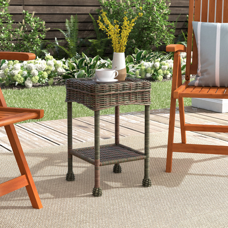 Square Metal Outdoor Side Table , 12'' in. W 12'' in. D, Mocha