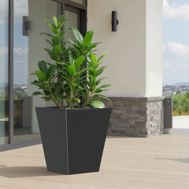 Outdoor/Indoor Metal Pot Planter Planter Box Raised Garden Bed Cachepots Nursery Pots for Front Porch Patio, Black, 1