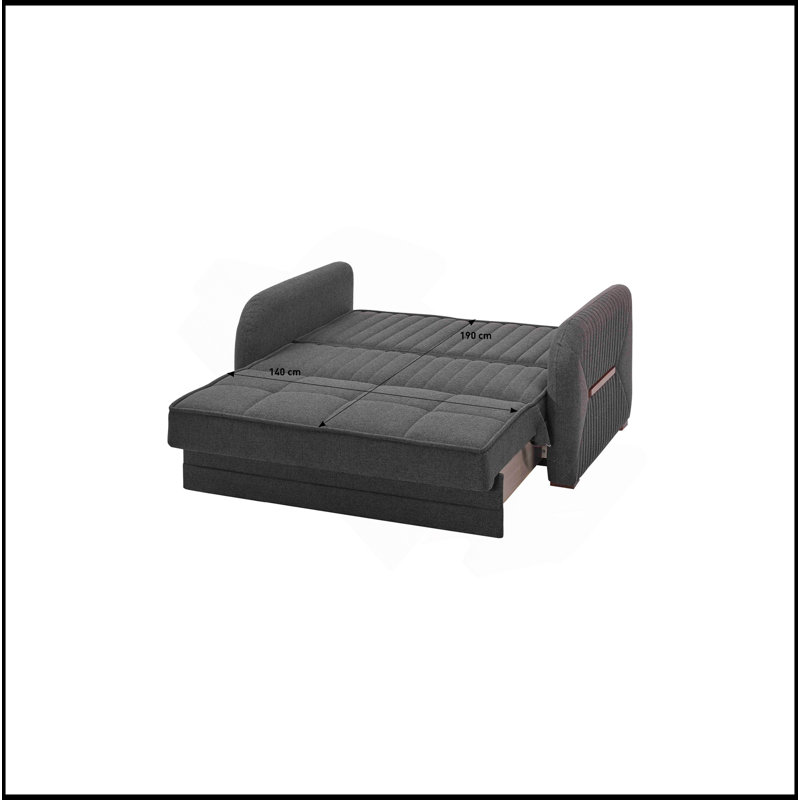 Causeuse convertible rembourrée avec rangement, Gris chenille