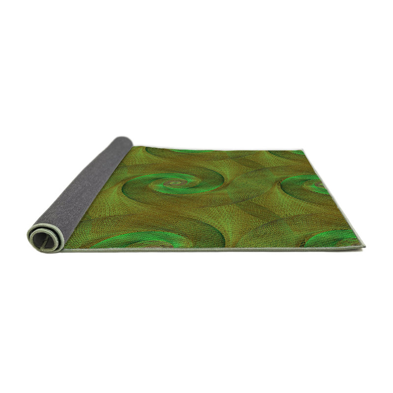 Tapis vert en laine, Rond 5 pi