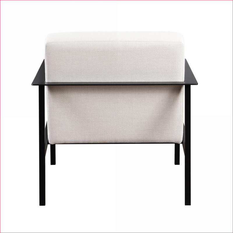 Fauteuil d'appoint en métal blanc cassé Millie, sièges confort rembourrés pour adultes, meubles d'appoint de salon