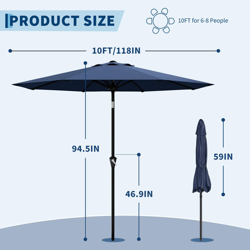 299.7cm Balcony Parasol, Navy
