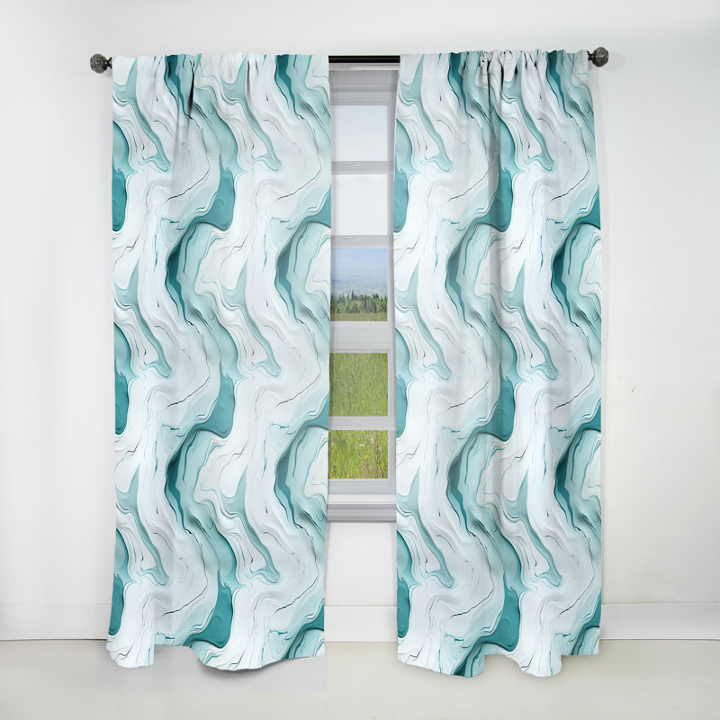 Light Green Zen Marble Harmony Channel - Glam Curtain - Velvet Room Darkening - 1 Panel, 52" W x 108" L