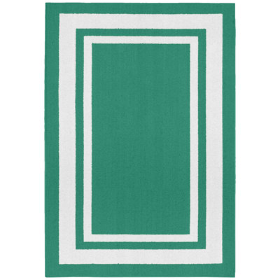 Tapis bleu sarcelle / blanc Ertan