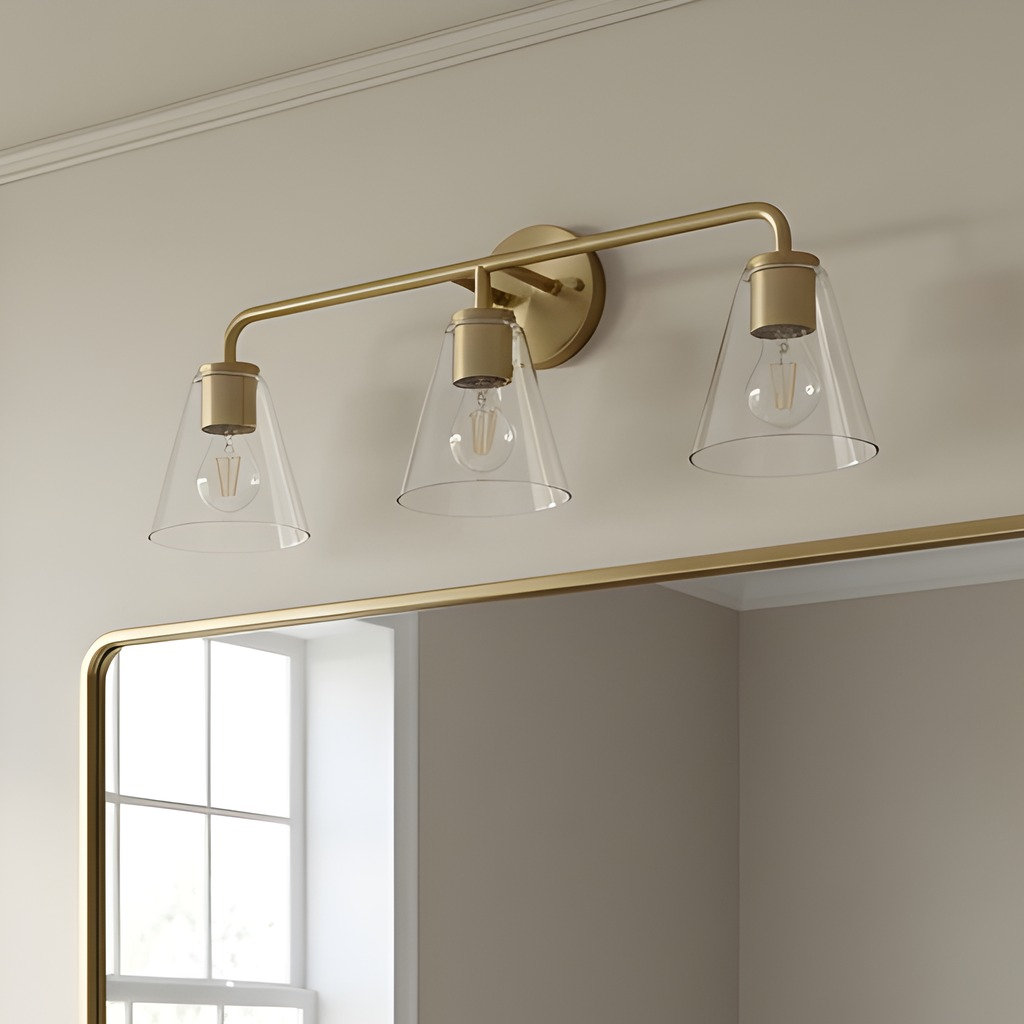 Nabi Vanity Light, Clear, Satin Brass, 3