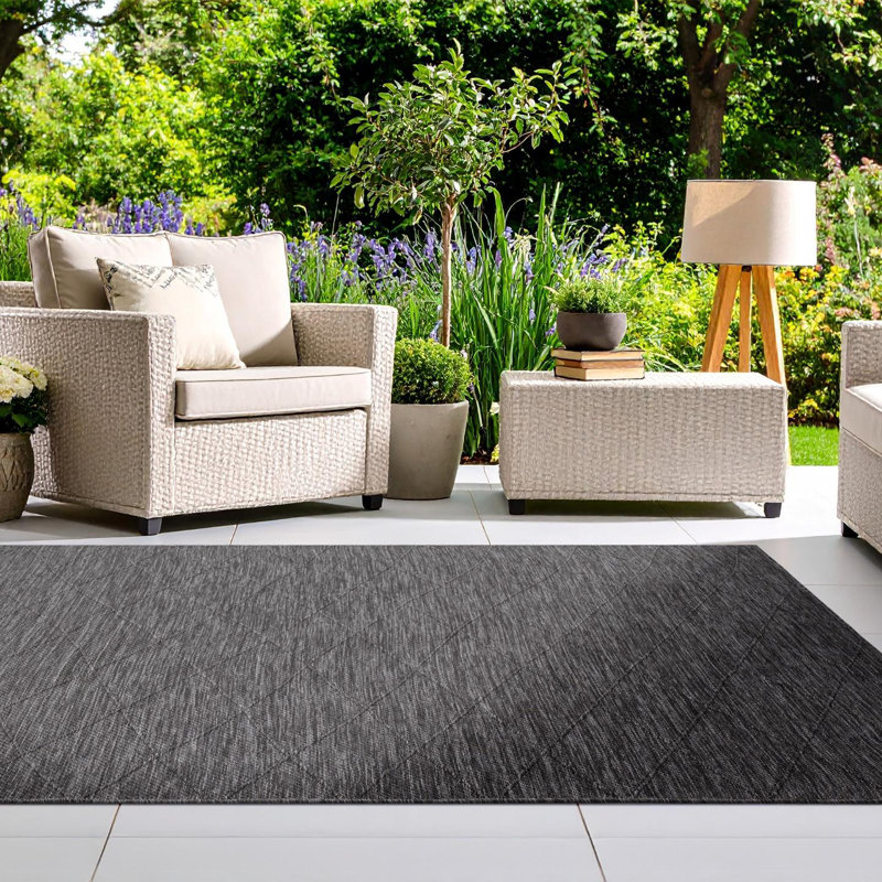 Modern Outdoor Geometric Area Rug, Non-Slip Washable Carpet, Rectangle 5' x 7'