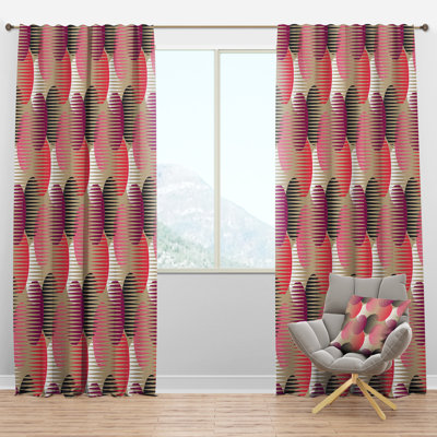 Panneau de rideau simple semi-diaphane avec passe-tringle Mid-Century