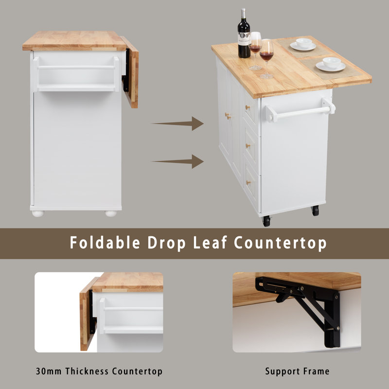 Berkly Kitchen Island, White