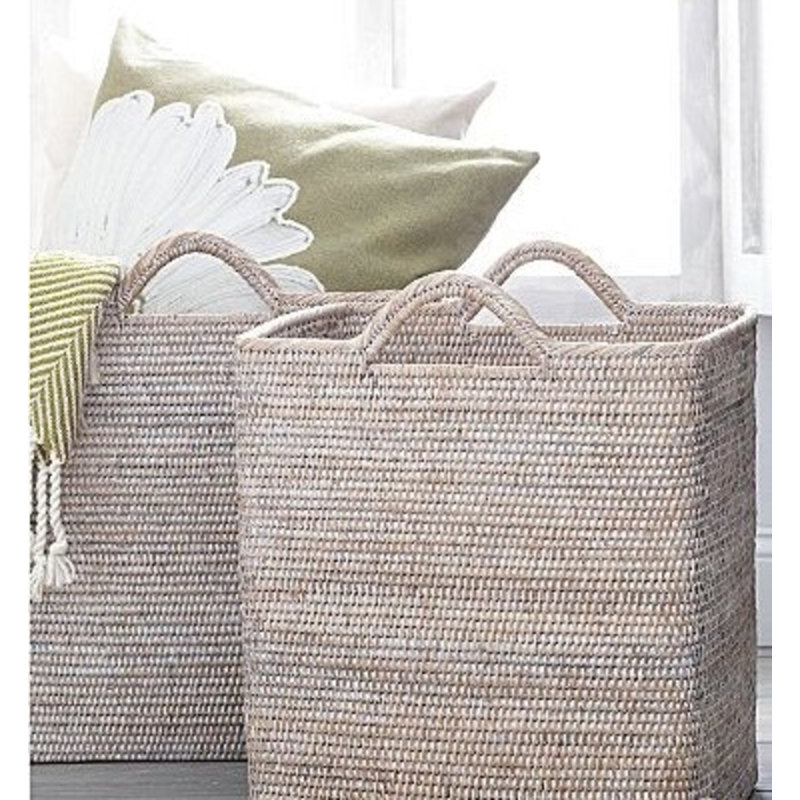 Wicker Decorative Basket Set, White Wash