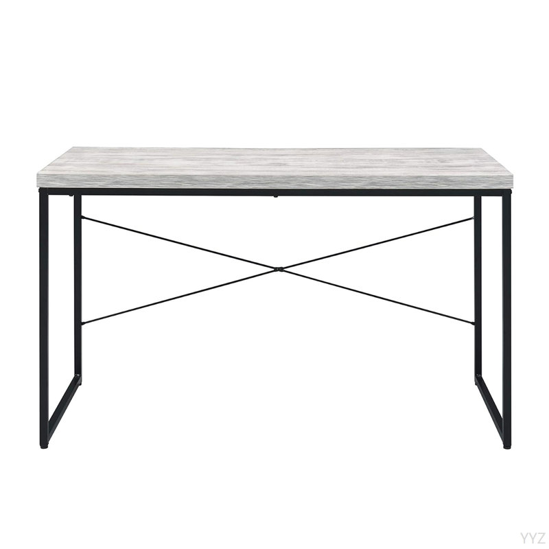 Bureau d'écriture rectangulaire en faux béton, Blanc antique / noir