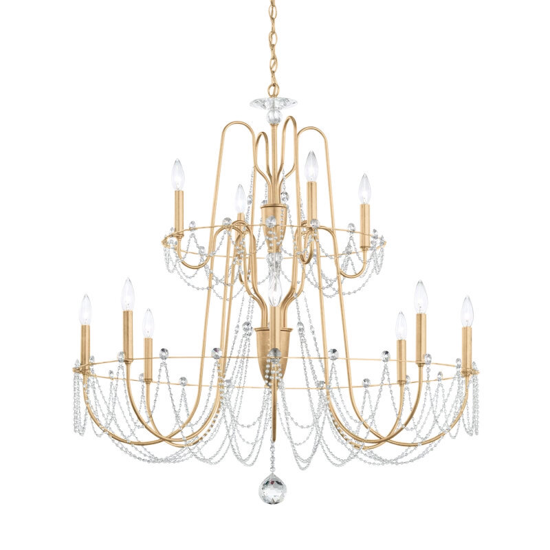 Esmery 12 - Light Chandelier, Clear Heritage Crystal, Heirloom Gold