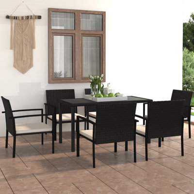 Patio Dining Set Dining Table and Chairs Furniture Set Poly Rattan -  Red Barrel StudioÂ®, D168DB0B9B814726A87740D1E0F23E09