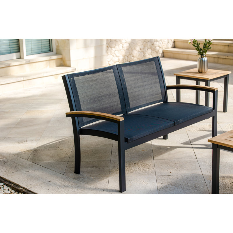 Soho 20" Teak Aluminum Outdoor Tall Square Side Table, Black