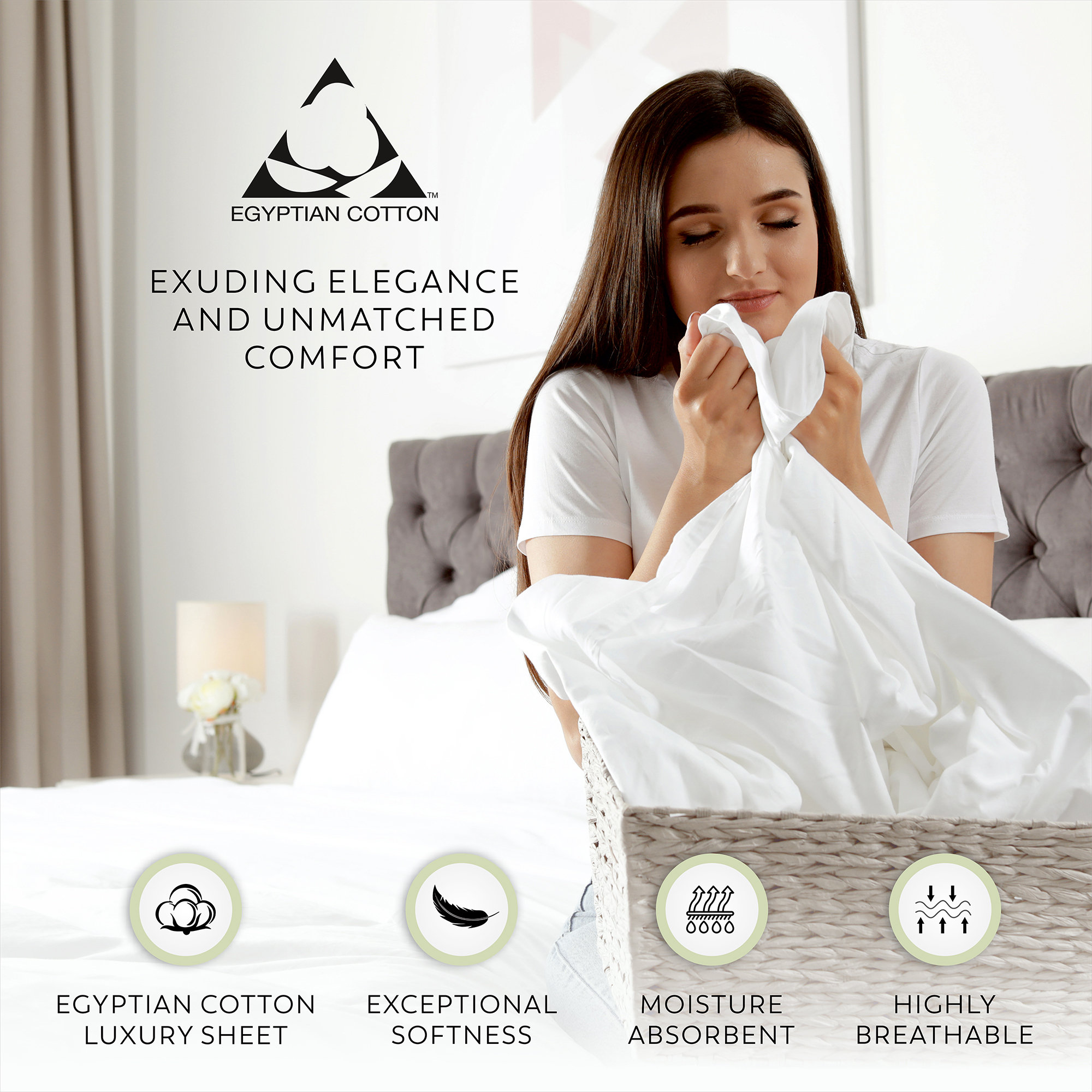 1000TC Ultra-Soft & Silky Luxury Egyptian Cotton Sheet Set, Soft Gray, Twin Sheet Case Pack+1 Fitted Sheet+1 Pillowcase