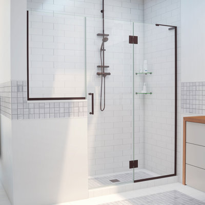 DreamLine Unidoor-X 72 - 72.5 inch W x 72 inch H Frameless Hinged Shower Door in Oil Rubbed Bronze - Left Wall Installation