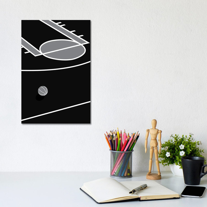 Basketball Court Black by Avesix - Wrapped Canvas Print, 20.32 cm H x 30.48 cm W
