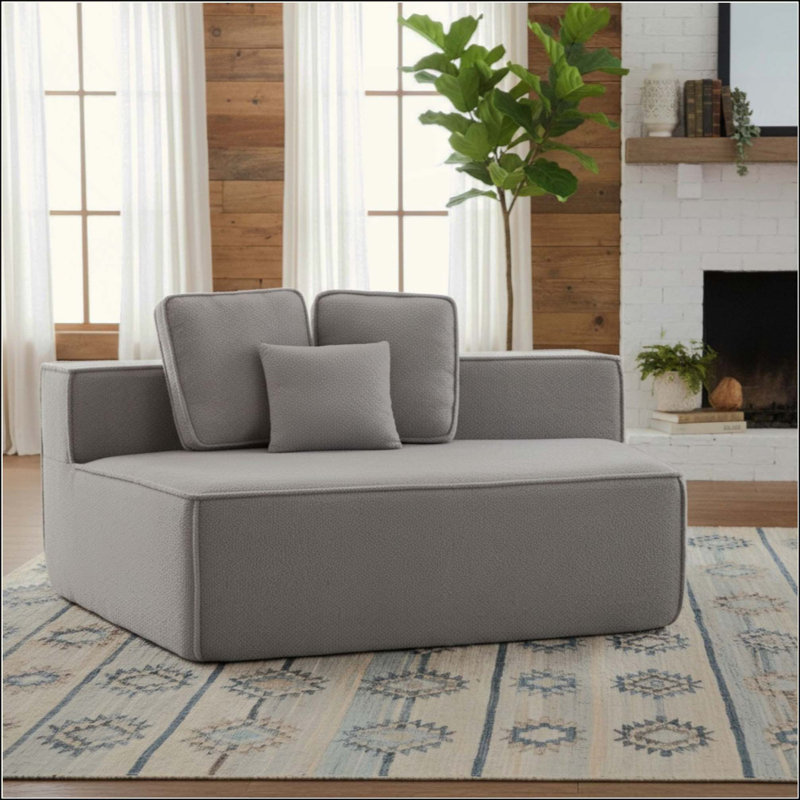 Canapé simple moderne en tissu Teddy, Gris