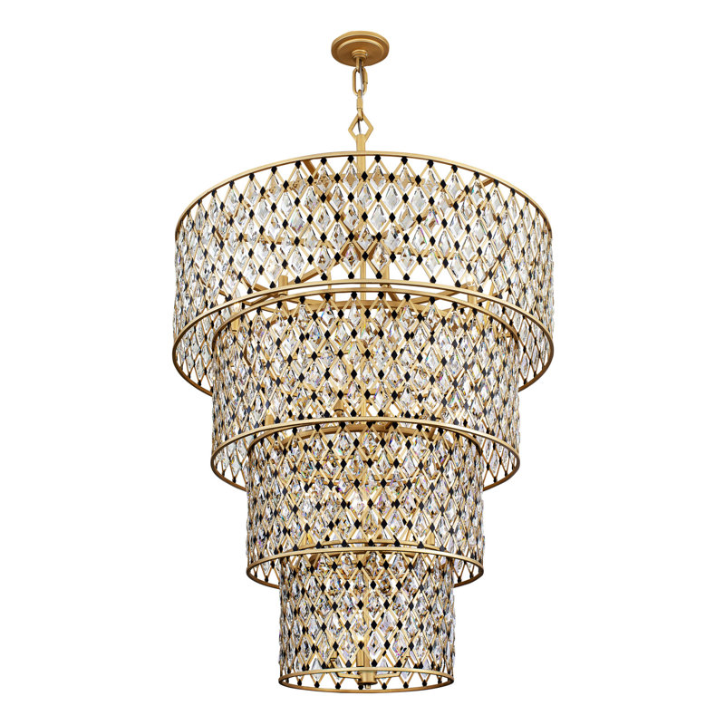 Windsor 21 - Light Unique/Statement Tiered Chandelier with Crystal Accents