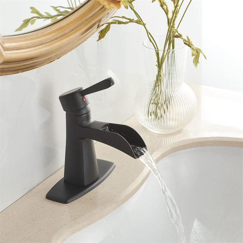 Robinet de salle de bains monotrou avec ensemble de drainage, Noir mat
