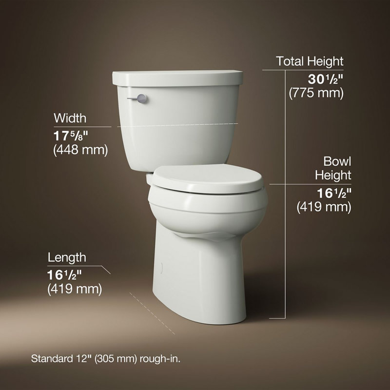 Cimarron Comfort Height Two-Piece Elongated 1.28 Gpf Chair Height Toilet, White