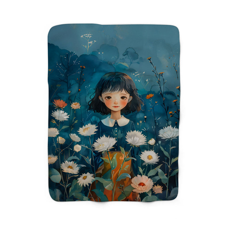Floral Maiden Delight - couverture en sherpa de qualité supérieure 1 pièce, Lit simple