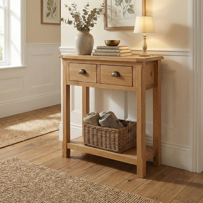 Racquel 75cm Solid Wood Console Table, Oak