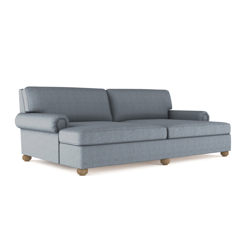 Leroy Rolled Panel-Arm Daybed with Bun Feet, Weathered, Plush Velvet Silver Streak