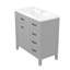 Meuble-lavabo de 36 pouces, armoire grise, bois d'hévéa massif, planche, lavabo en céramique lisse et tiroirs à glissière pour une utilisation quotidienne