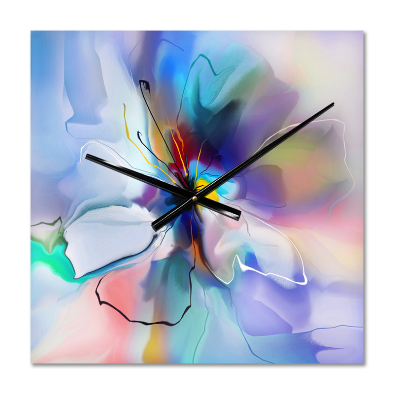 Horloge murale abstraite fleur bleue créative, Grand