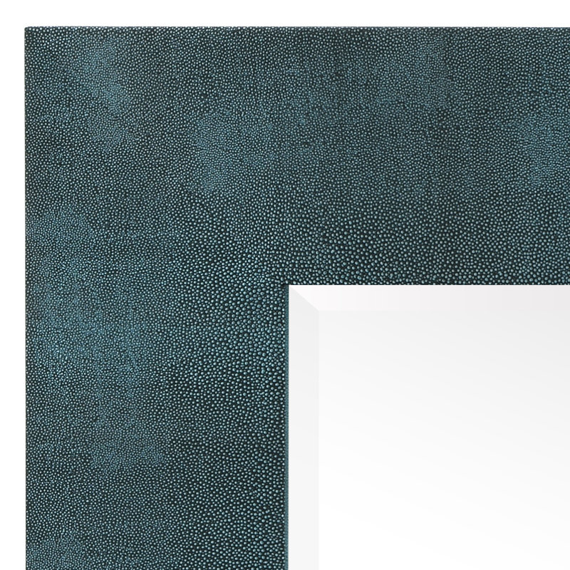 Miroir d'appoint biseauté en cuir chagrin métallique, Noir / Bleu