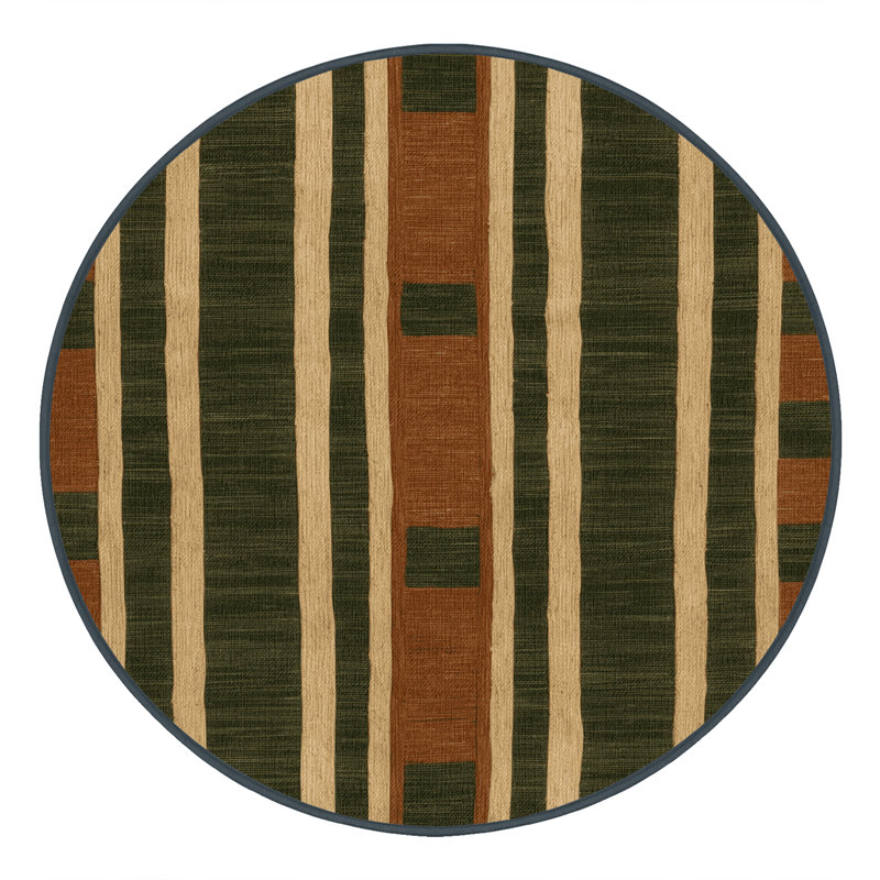 Tapis botanique brun lavable à la machine, Rond 6 pi