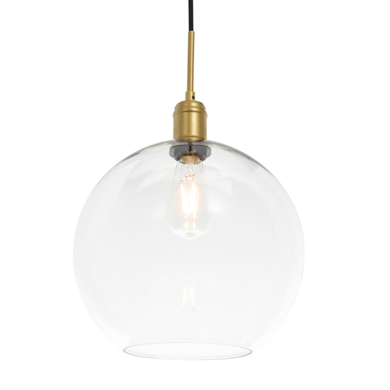 Luminaire suspendu sphérique 1 lumière Hammel, Laiton, H 14,8 po x l 12,5 po x P 12,5 po