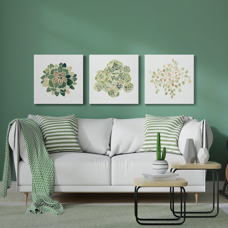 «Succulent Cameo VI», ensemble de 3 toiles tendues, H 40 po x l 80 po x P 1 po