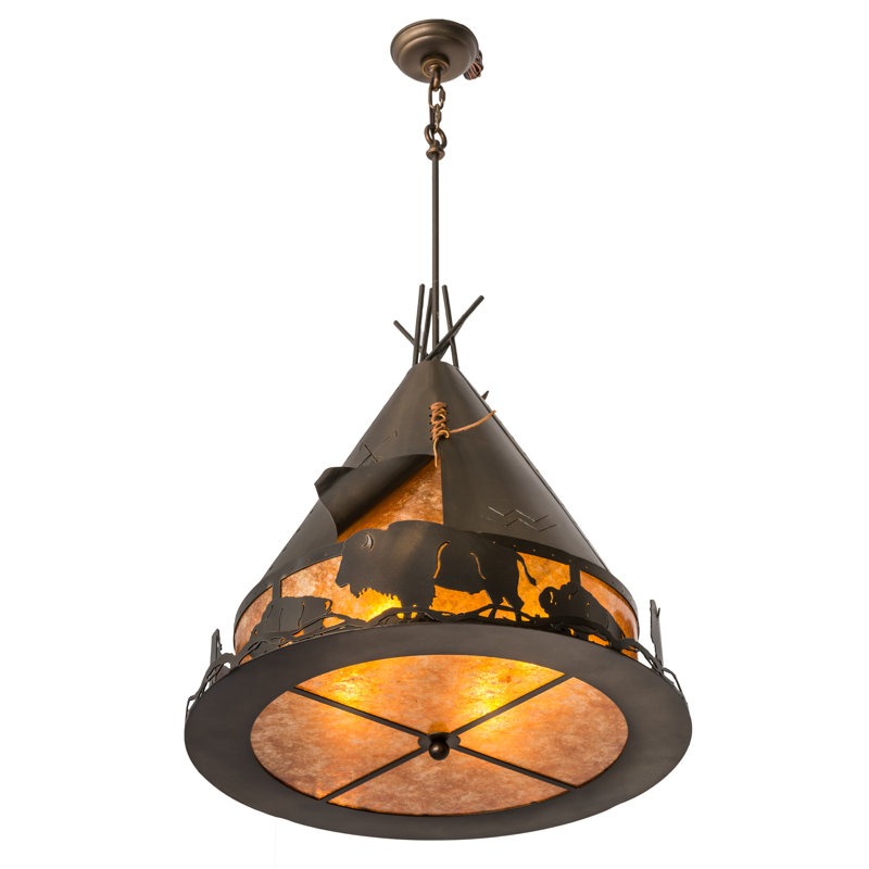 Rustic Lodge 4 - Light Pendant, 71" H x 24" W x 24" D, Antique Copper