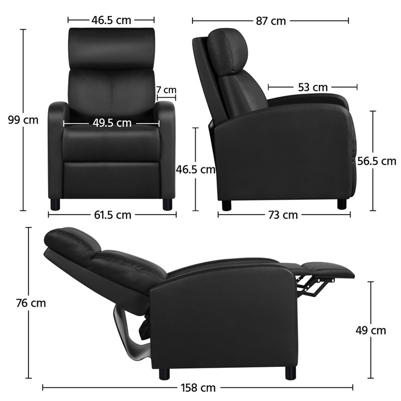 Ranford 61.5cm Wide Zero Gravity Recliner, Black