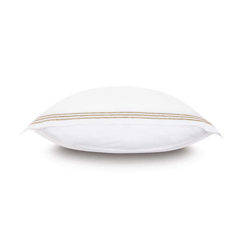 Tessa Cotton Sham Set, Euro, White/Bisque, Multi-stripe